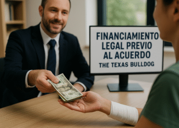 Cliente recibiendo dinero anticipado de su abogado tras accidente en Texas